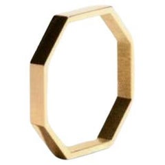 Bague octogonale en or massif 14 carats, bague de designer minimaliste à Bolt géométrique