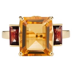 Used Augustine Jewels Octagon Gold Ring in Garnet & Citrine