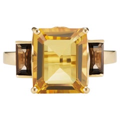 Used Augustine Jewels Octagon Gold Ring in Smoky Quartz & Citrine
