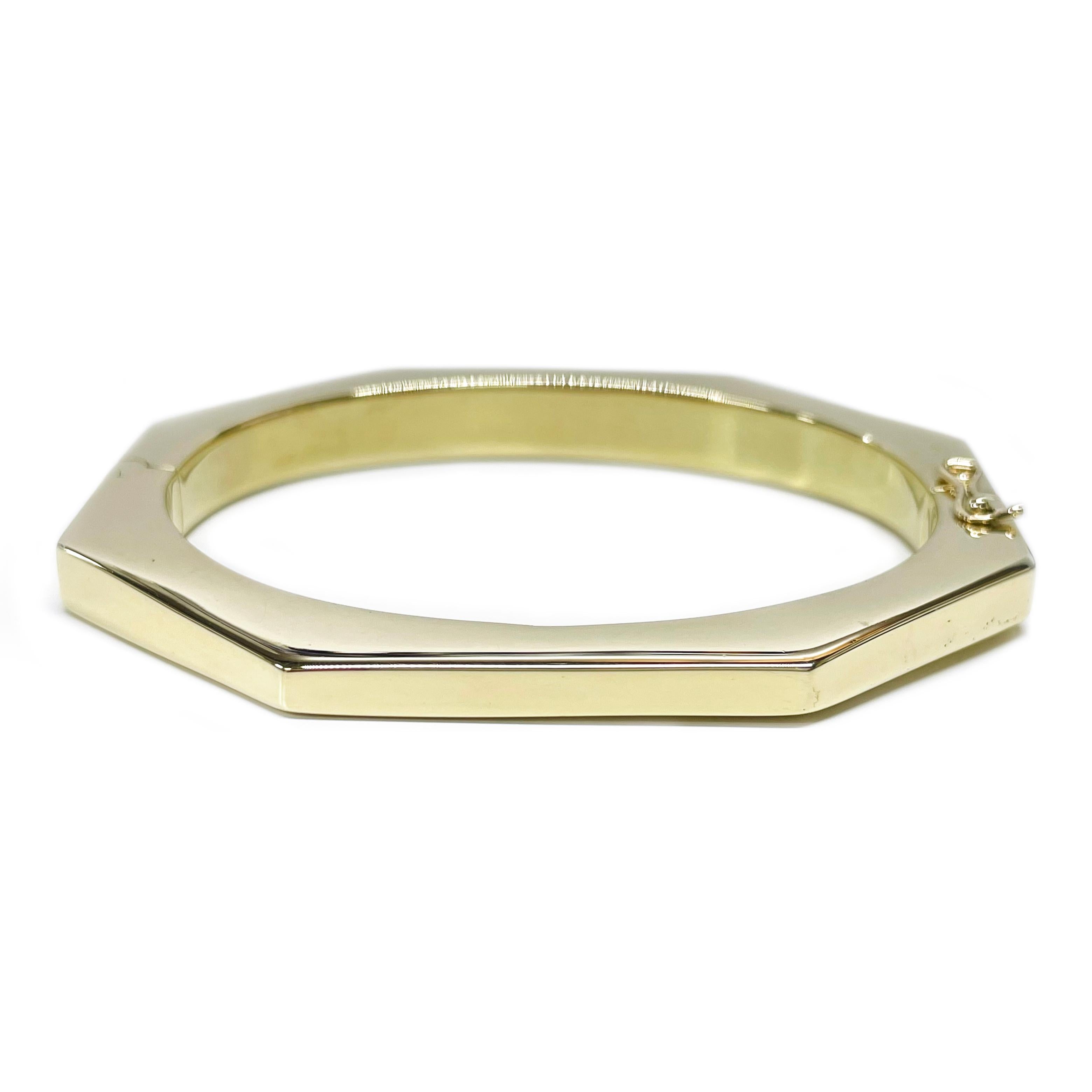 14k gold hinged bangle bracelet