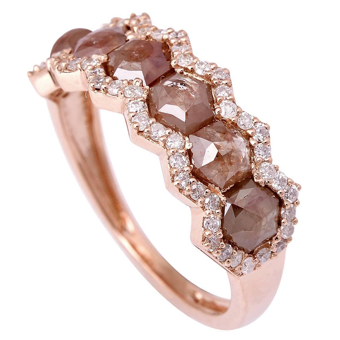 Achteckiger Eis-Diamant-Ring aus 18k Gold  im Angebot