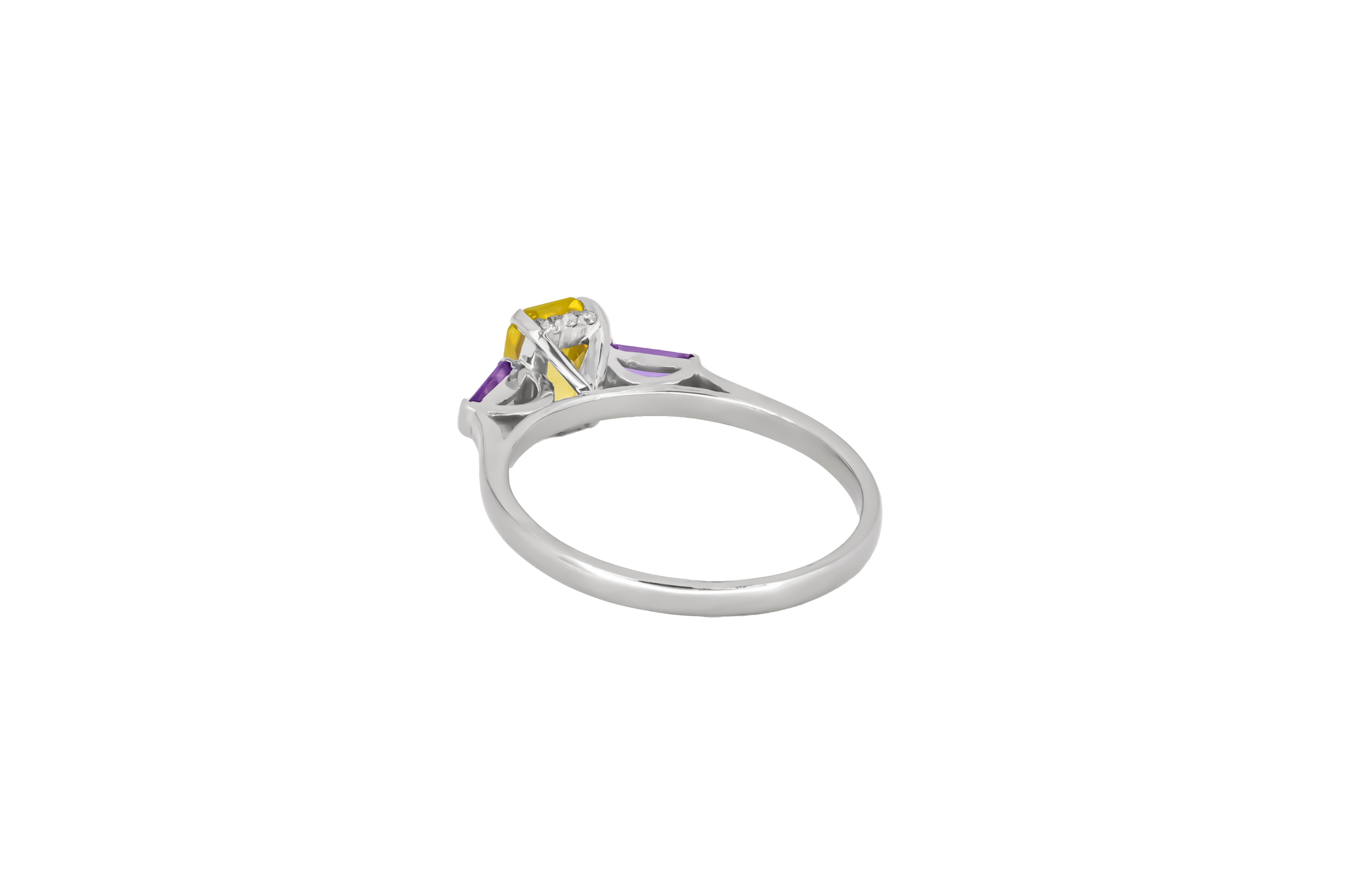 Octagon lab citrine 14k gold ring. In New Condition For Sale In Istanbul, TR