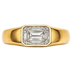 Octagon moissanite ring for men in 14k gold