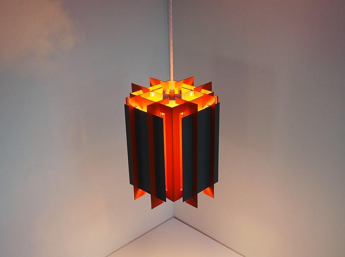 Mid-20th Century Octagon Pendant Made in Orange and Gray, Danish Vintage Design from Lyfa 1960s For Sale
