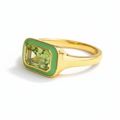 Octagon Peridot Ring Silver, Gold