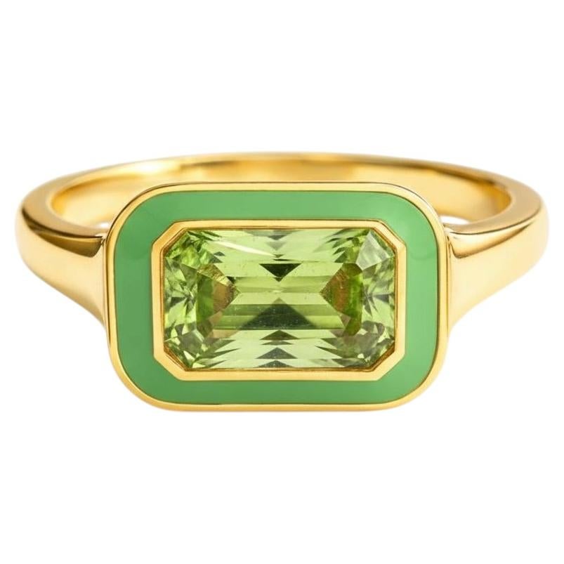 For Sale:  Octagon Peridot Ring Silver, Gold