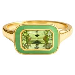 Octagon Peridot Ring Silver, Gold