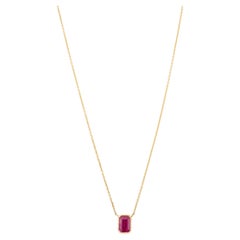 Octagon Rubin Single Stone Anhänger Halskette Geschenk für Weihnachten in 14k Gelbgold