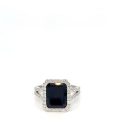 Octagon Sapphire and Diamond 14K GOLD RING