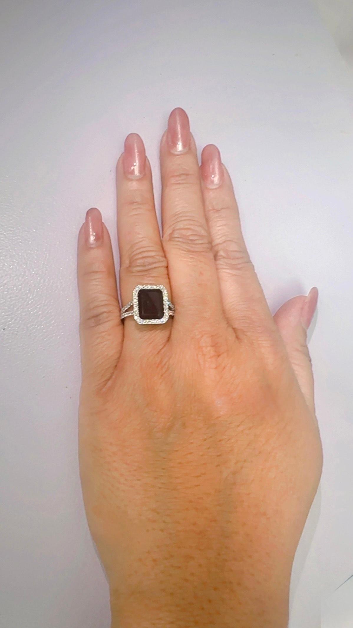 Octagon Sapphire and Diamond 14K GOLD RING For Sale 1
