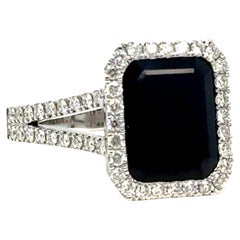 Octagon Sapphire and Diamond 14K GOLD RING