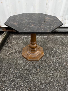 Octagon Shape Granite Top Occasional Pedestal Base Table