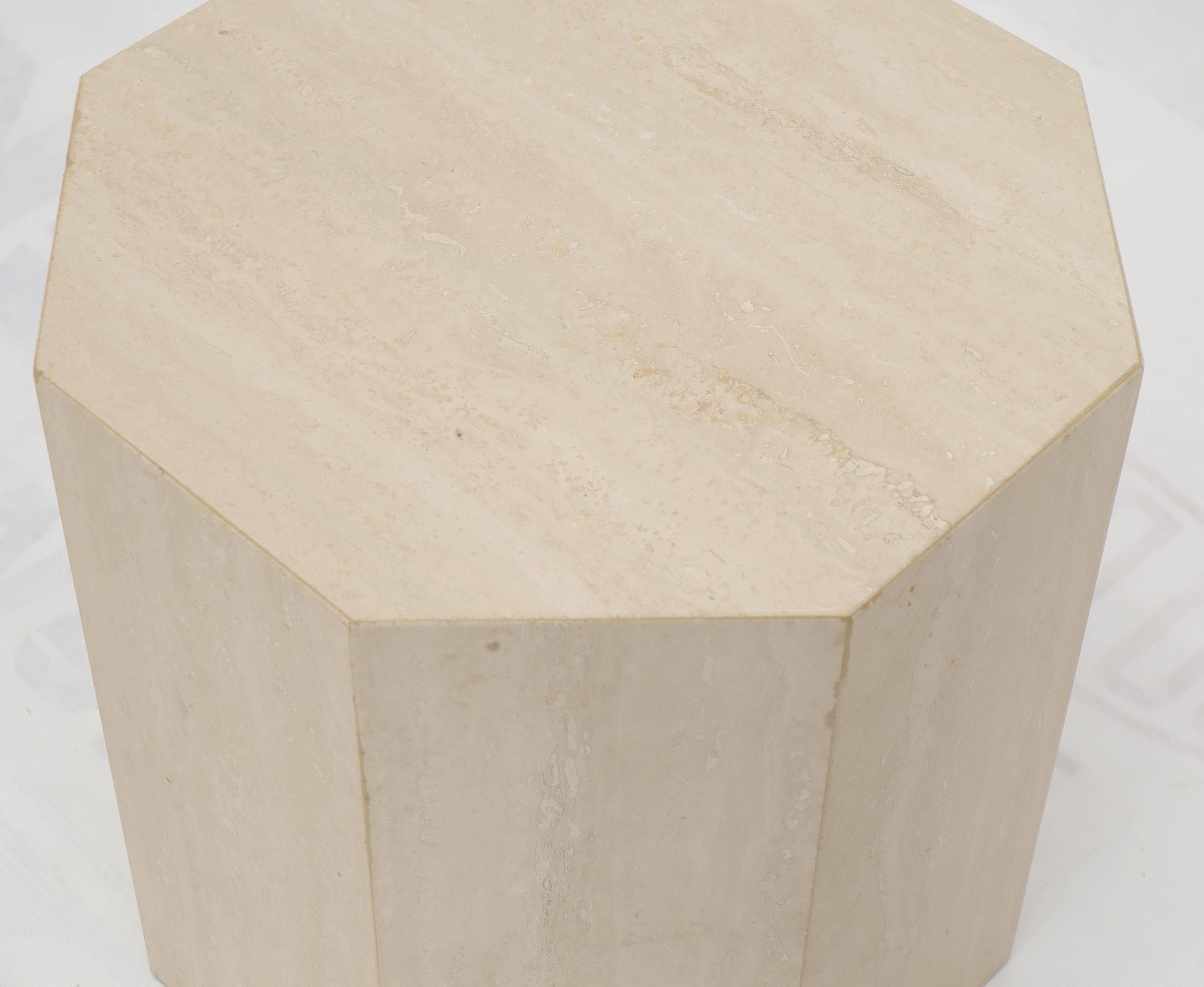 Octagon Shape Travertine Side Table Pedestal In Excellent Condition For Sale In Rockaway, NJ