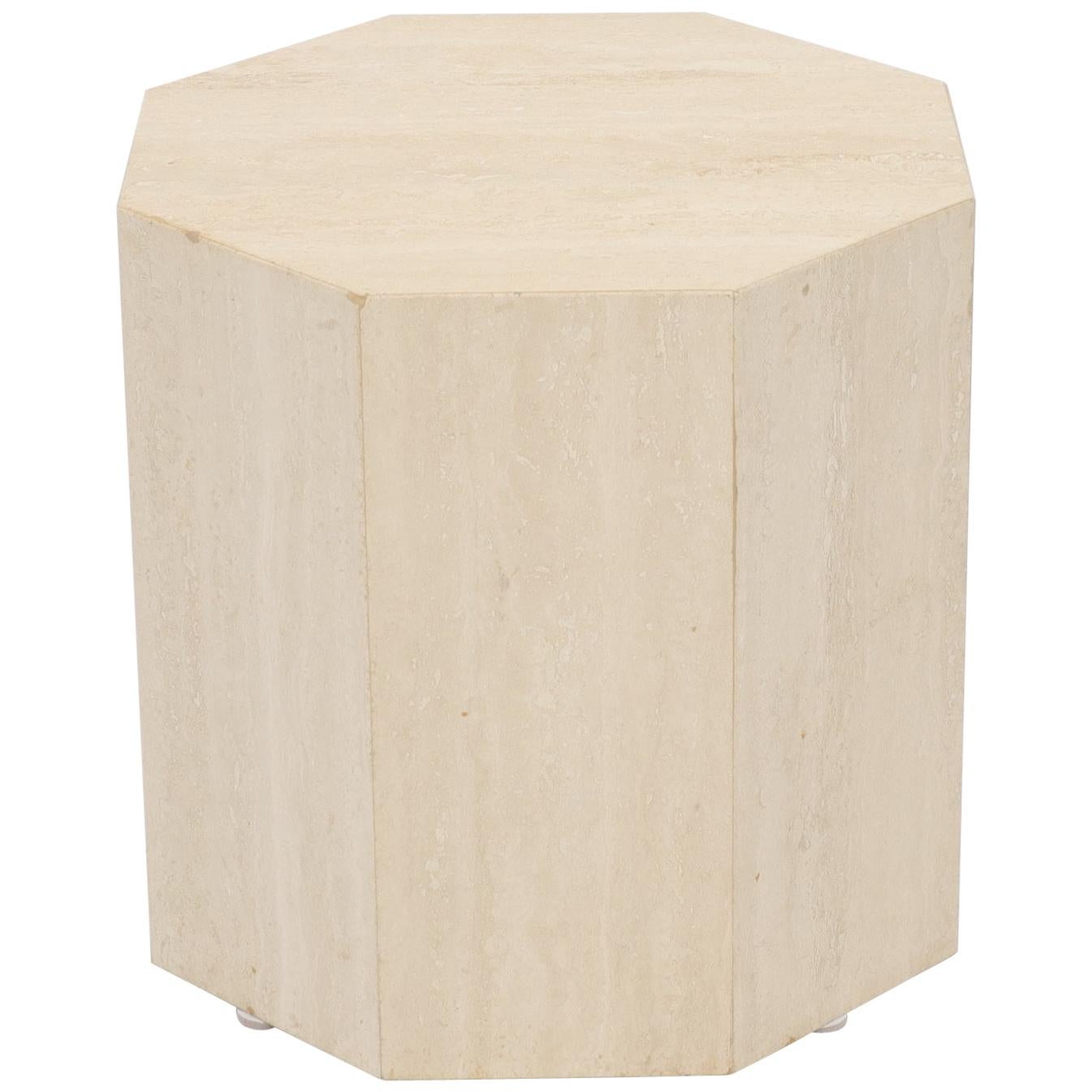 Octagon Shape Travertine Side Table Pedestal