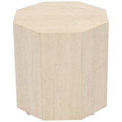 Octagon Shape Travertine Side Table Pedestal