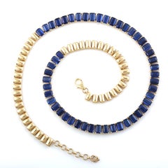 Octagon Shaped Blue Kyanite Peace & Tranquility Necklace Made In 14K Yellow Gold