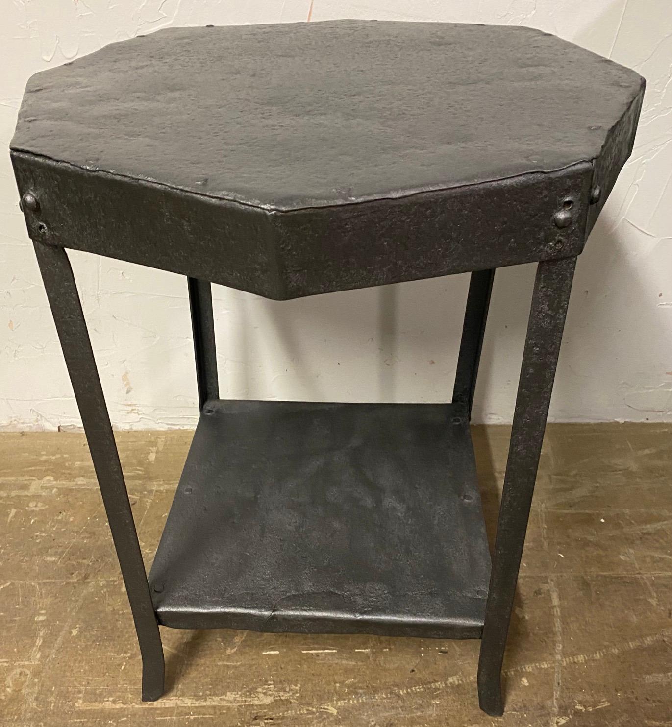 Industrial Octagon Shaped Metal Side Table