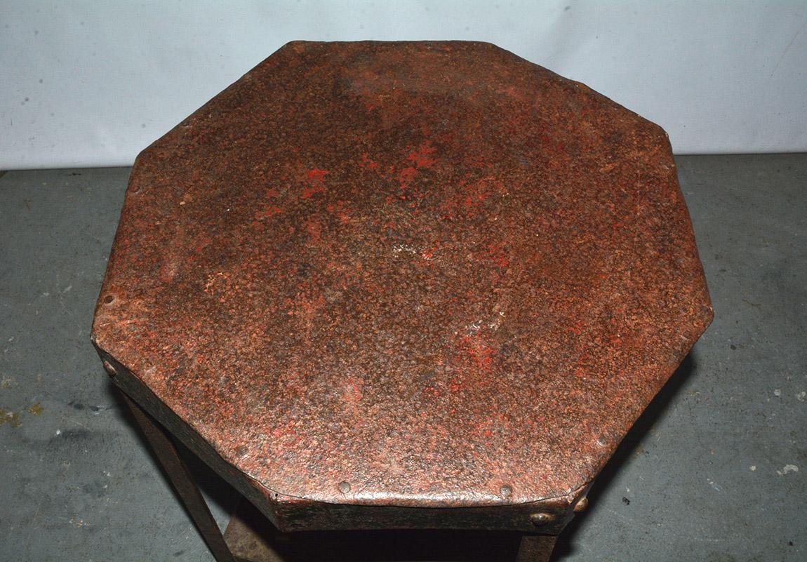 Industrial Octagon Shaped Metal Side Table