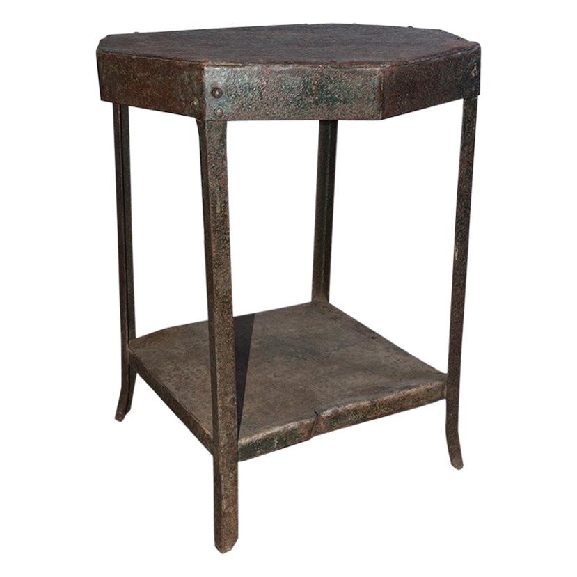 Octagon Shaped Metal Side Table