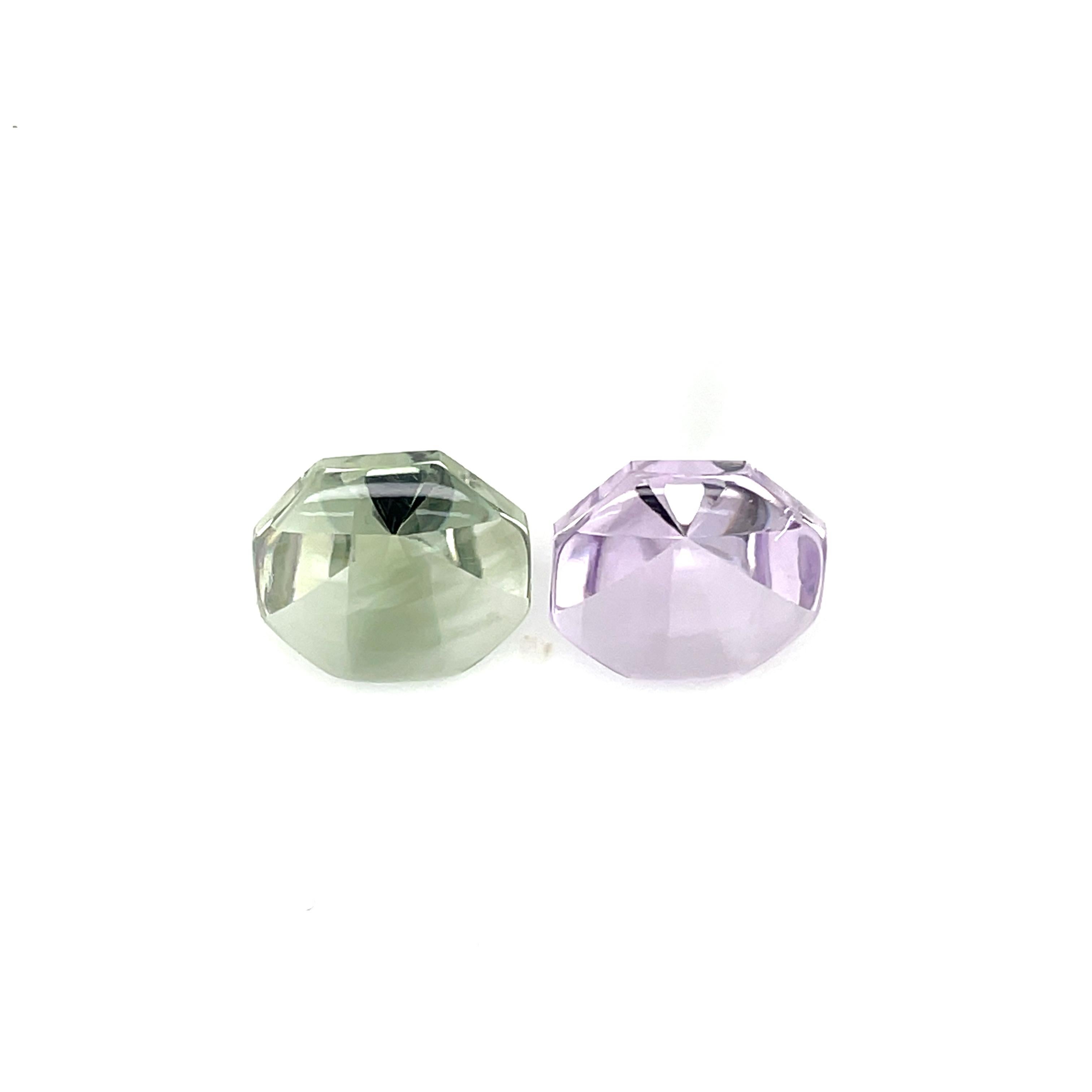 Contemporary Octagon-Shaped Pink and Green Tourmalines Cts 18.40 For Sale