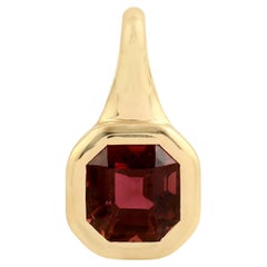 Ciondolo minimalista con tormalina rosa a forma di ottagono in oro giallo 18 carati