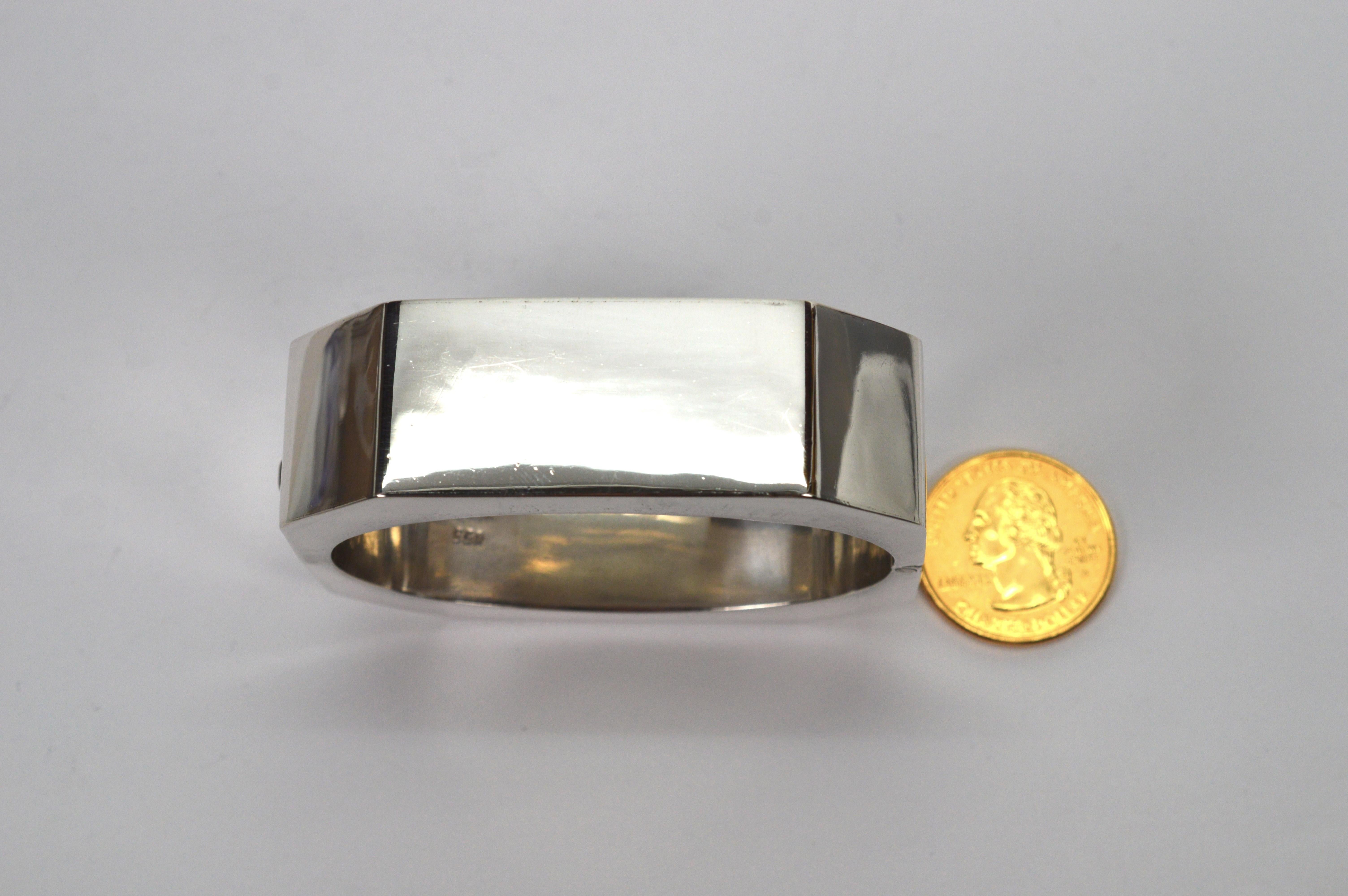 Octagon Sterling Silver Bangle Bracelet For Sale 3