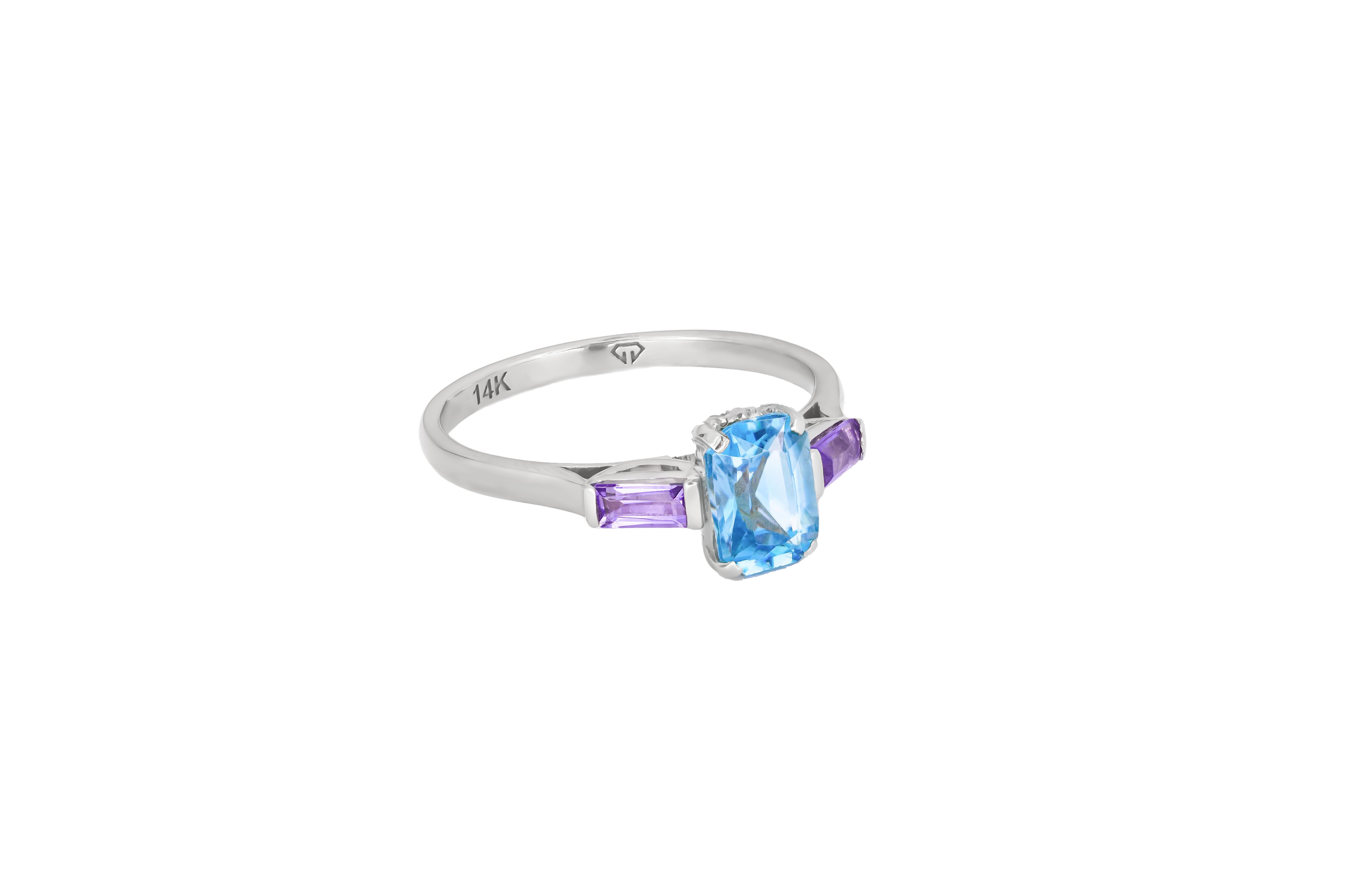 For Sale:  Octagon topaz 14k gold ring. 2