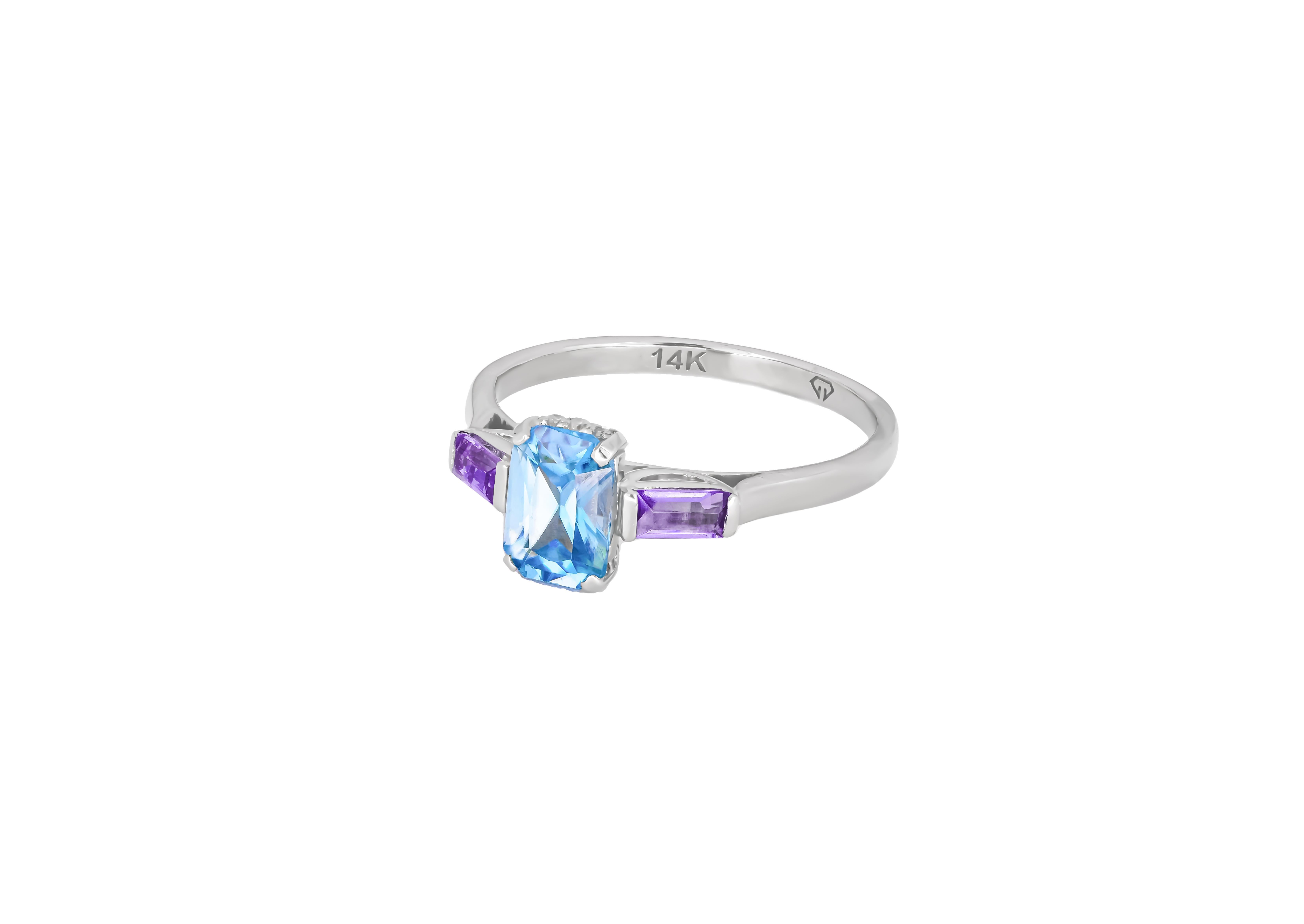 For Sale:  Octagon topaz 14k gold ring. 3