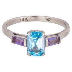 Octagon topaz 14k gold ring. 