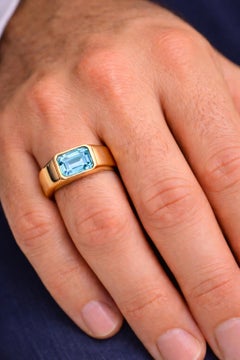 Anello ottagonale con topazio da uomo in oro 14k