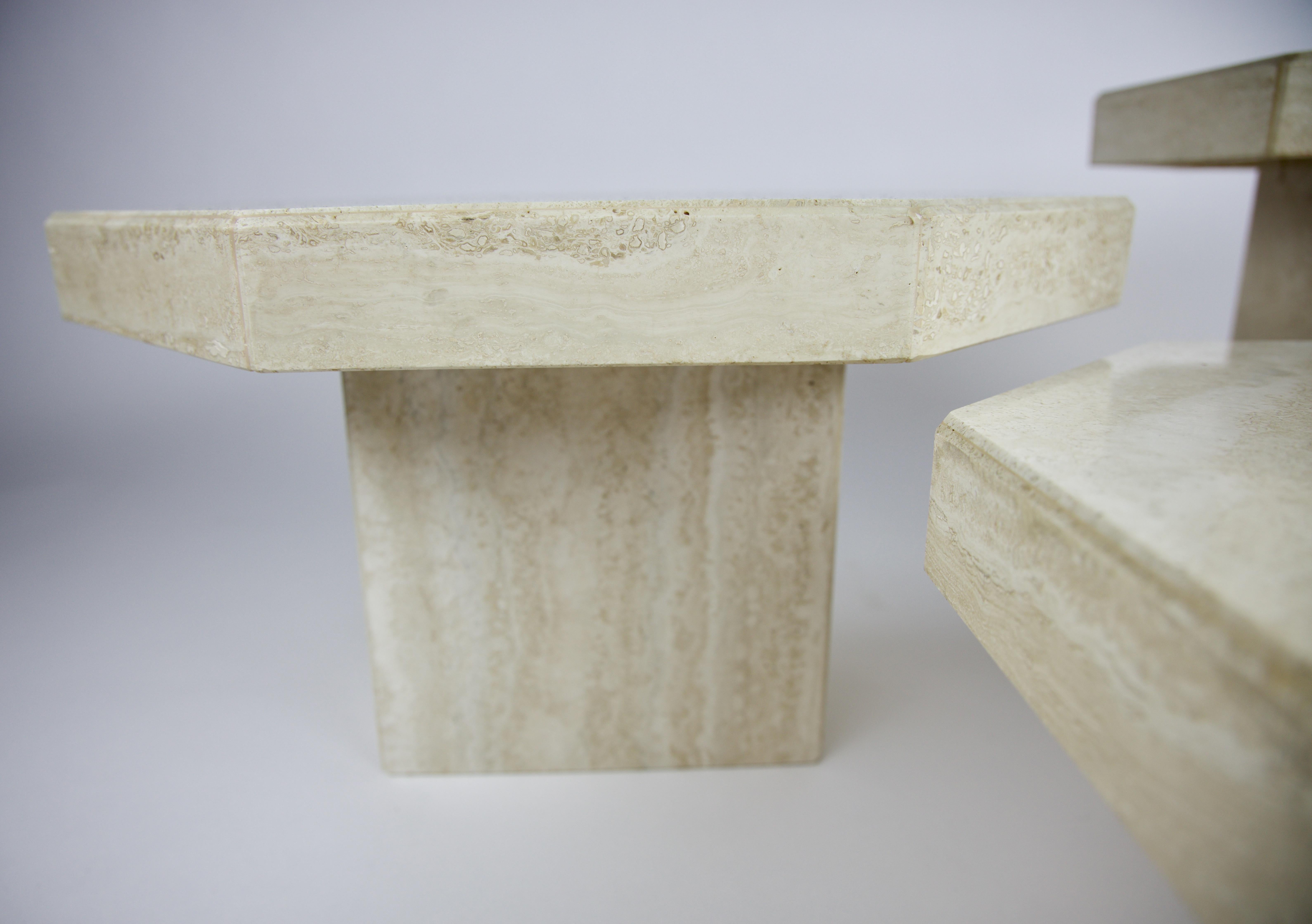 Modern Octagon Travertine Nesting Tables, by Up & Up
