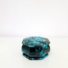 Octagon Turquoise Coloured Shattuckite Interior Design Jewelry Gemstone Box