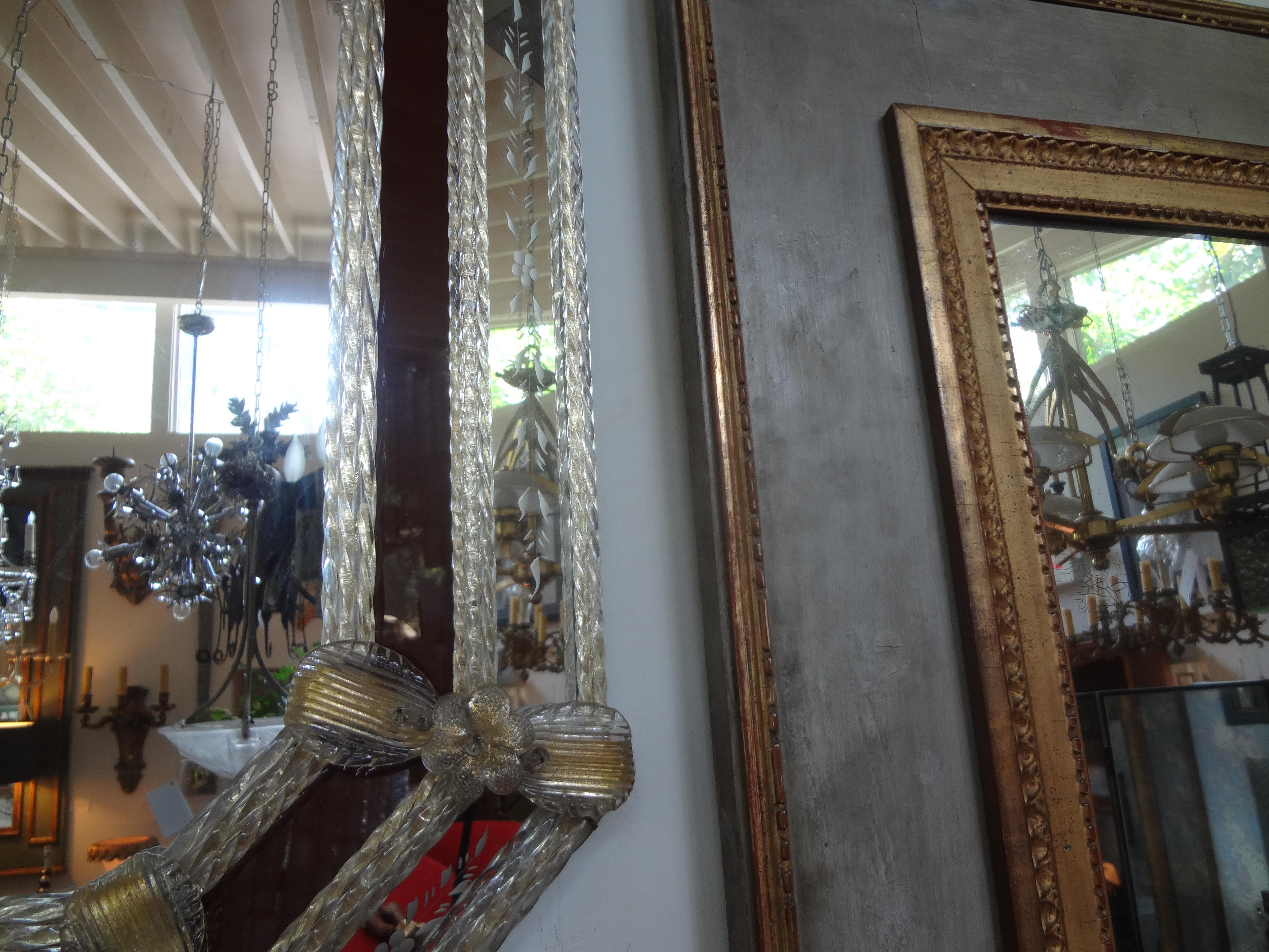 Italian Octagon Venetian Mirror with Etched Border