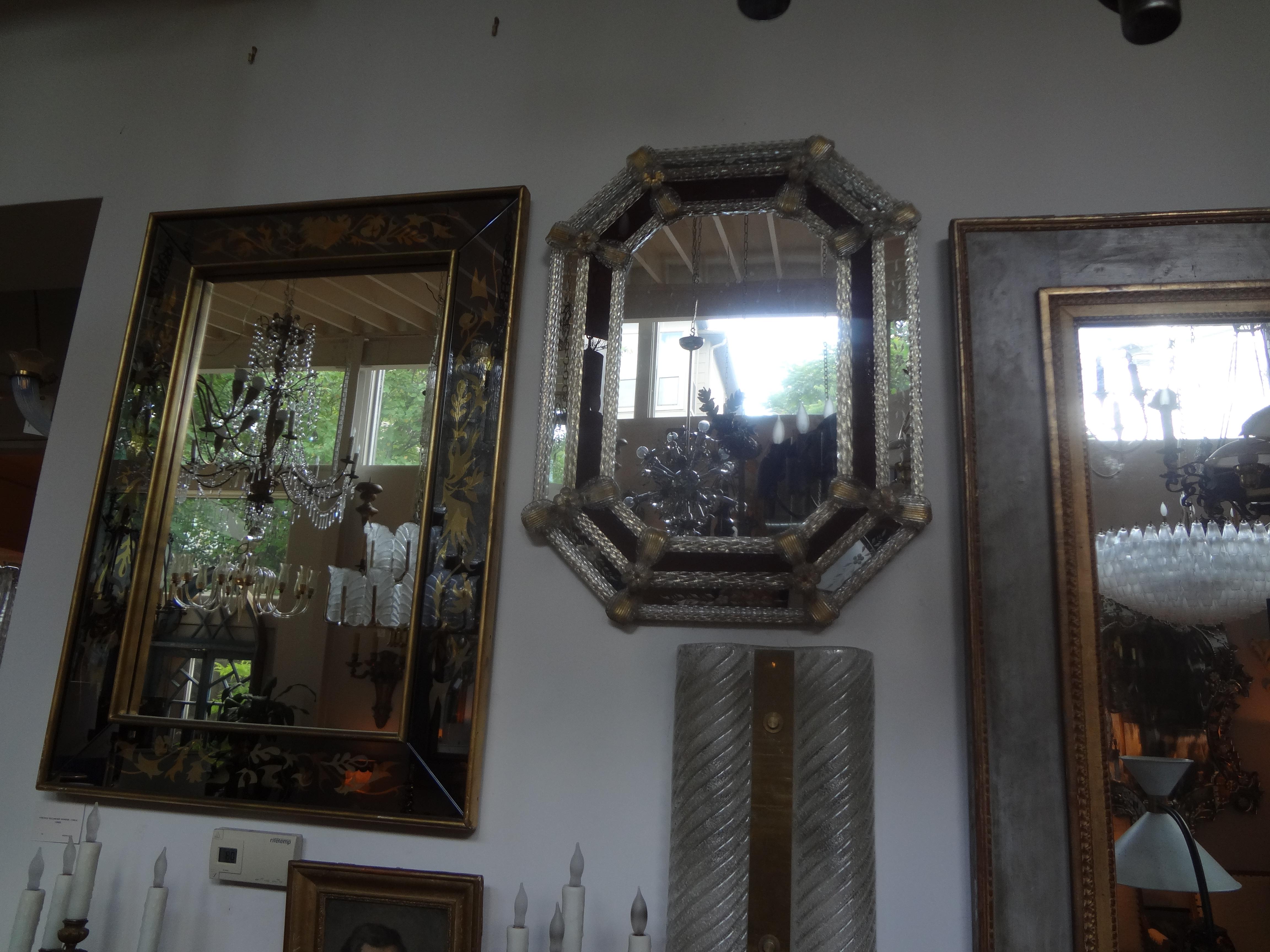 Octagon Venetian Mirror with Etched Border 1