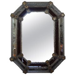 Octagon Venetian Mirror with Etched Border