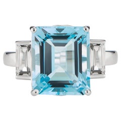 Used Augustine Jewels Octagon White Gold Ring in White Topaz & Blue Topaz
