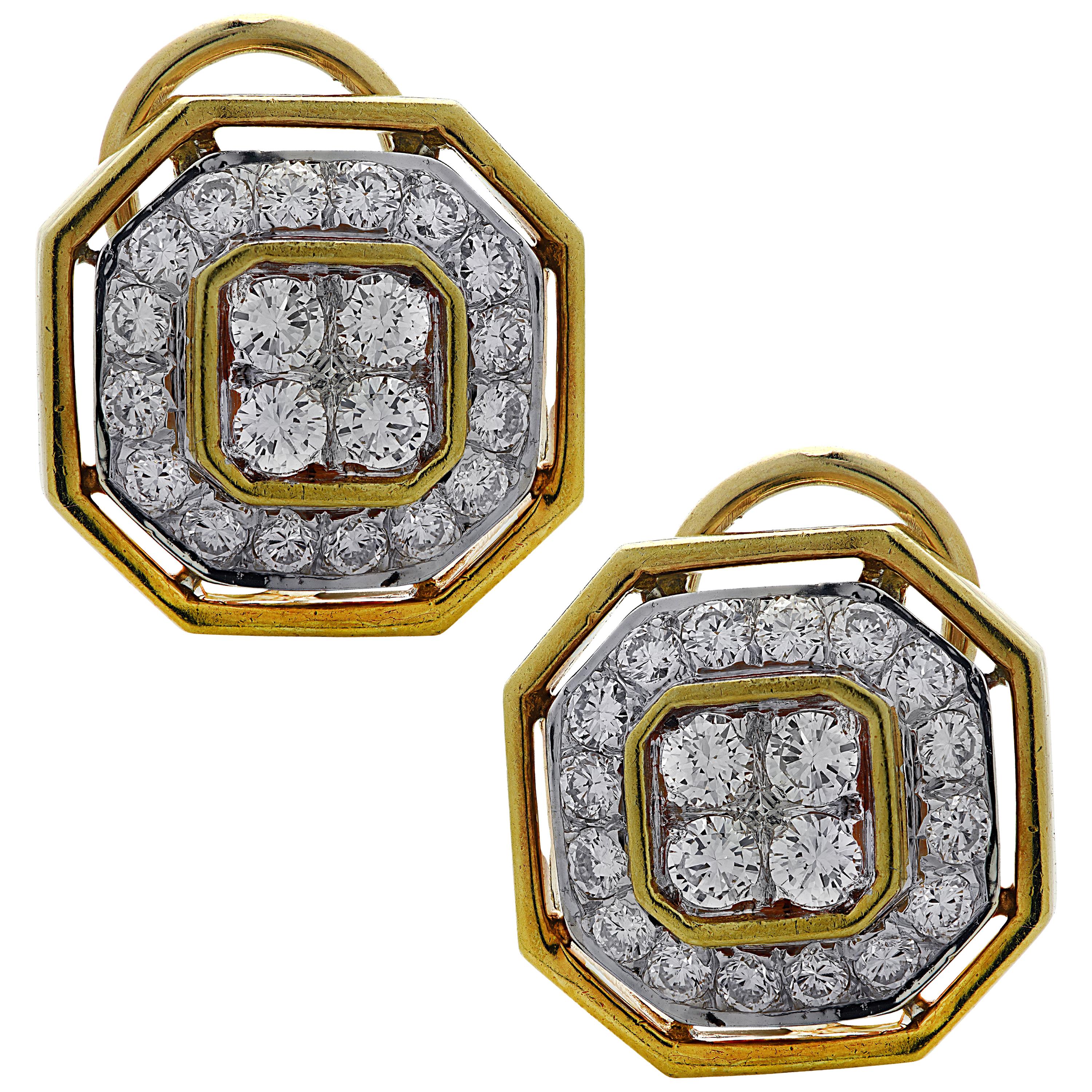 Octagonal 3 Carat Diamond Earrings