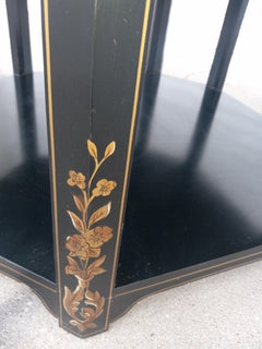 Octagonal 3 Tier Oriental Lacquer Style End Table
