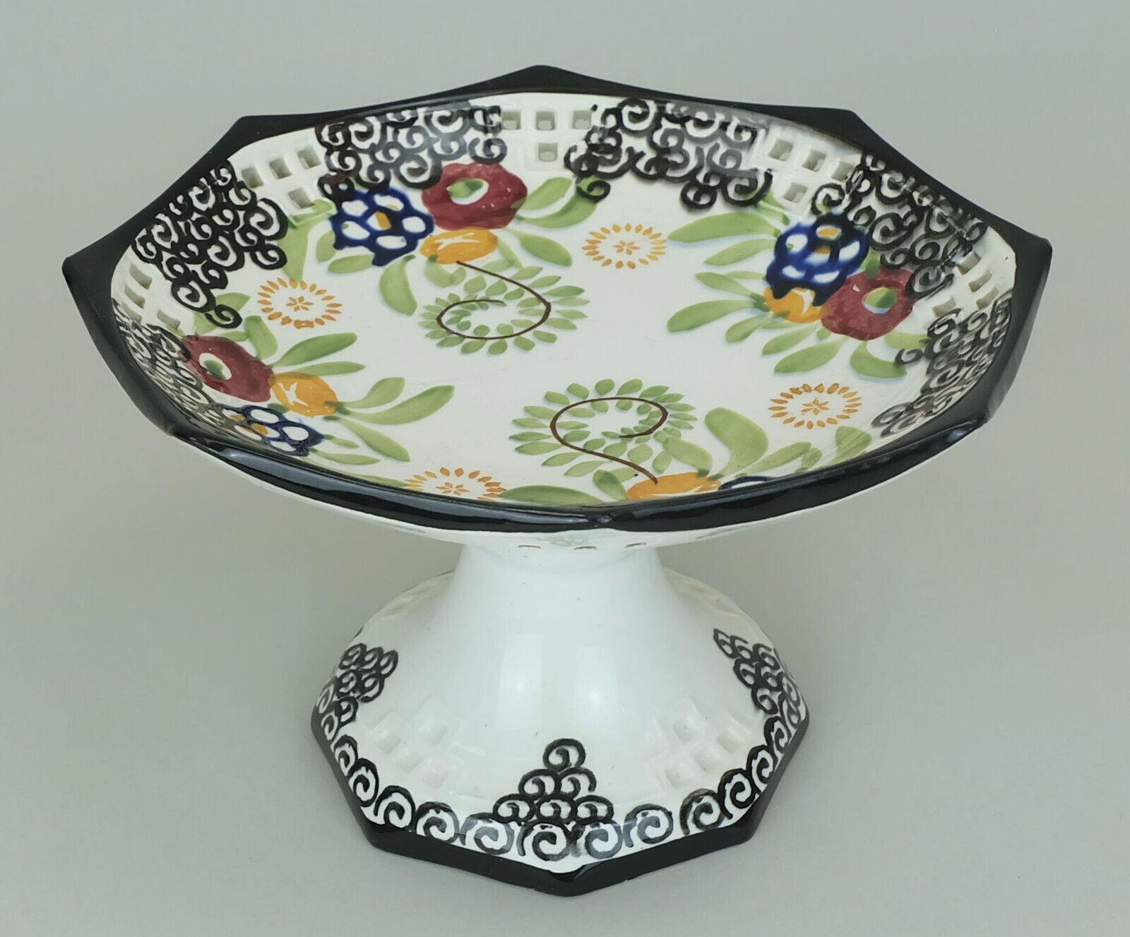 Bol octogonal art déco BOWL décoré à la main schramberg majolika des années 1920 en vente 4