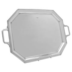 Plateau octogonal en argent sterling d'époque Art Déco, Sheffield 1931, J & W Deakin