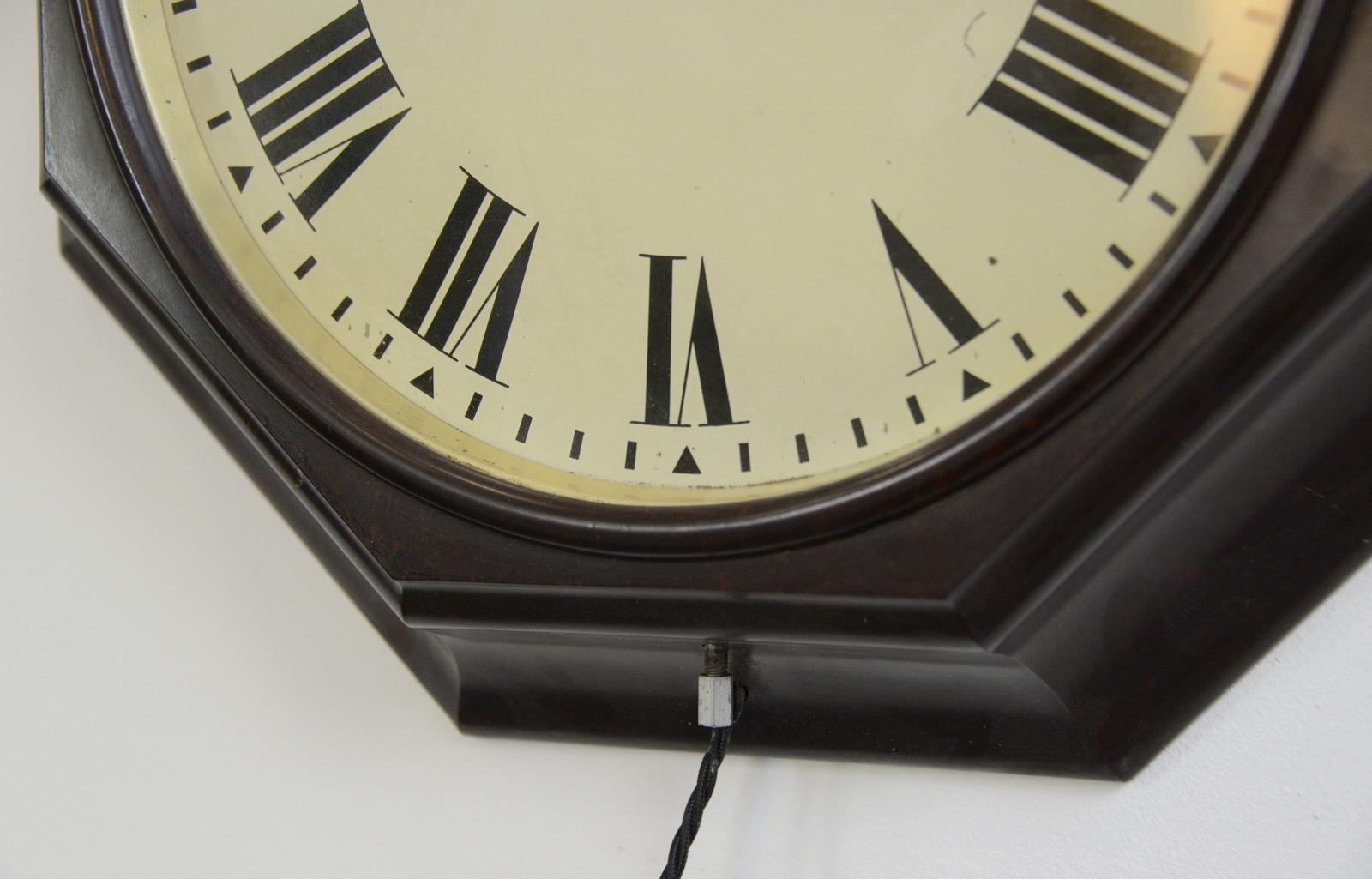 Art Deco Octagonal Bakelite Post Office Clock, circa 1930s