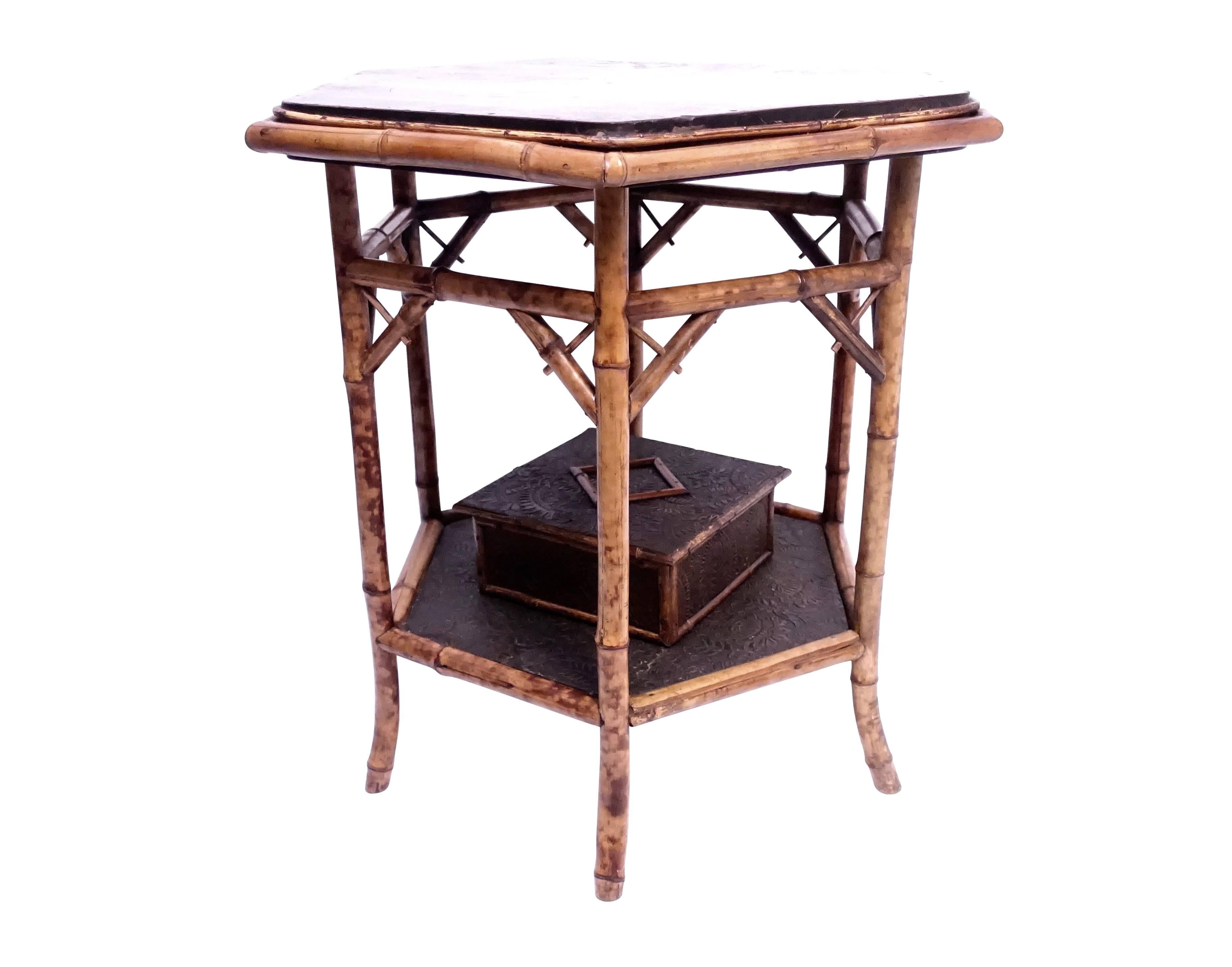 Octagonal Bamboo and Lacquer Top Table, American, circa 1880 6
