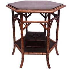 Octagonal Bamboo and Lacquer Top Table, American, circa 1880