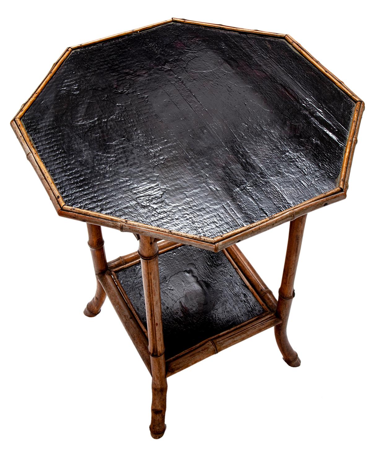 Hand-Crafted Octagonal Bamboo Table For Sale