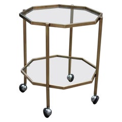 Octagonal Bar trolley Solid Gold Brass Italian Design 1970s Romeo Rega Style