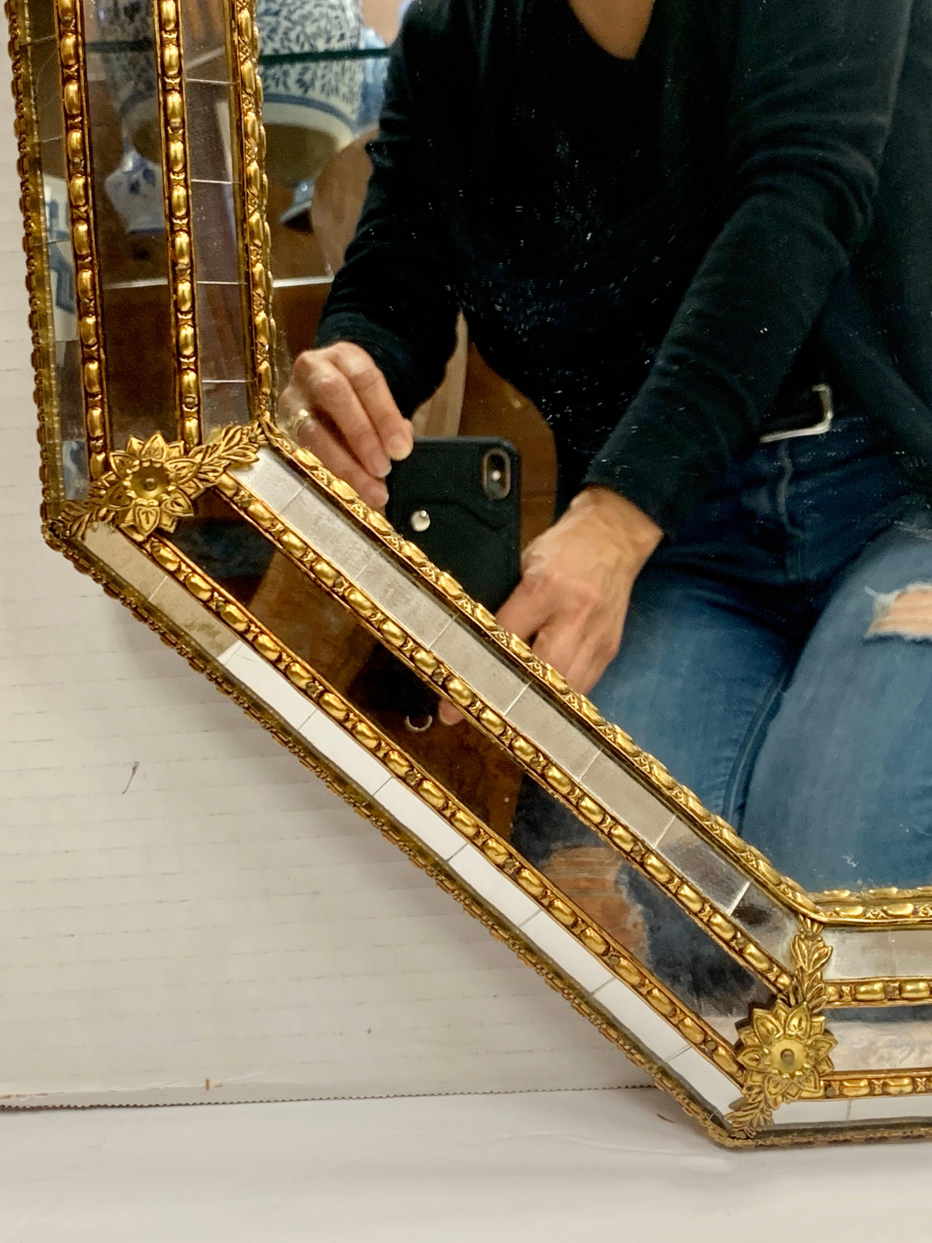 gold beaded mirror
