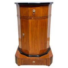 Octagonal Biedermeier Drum Table, Cherry Veneer, Austria, Vienna, circa 1830