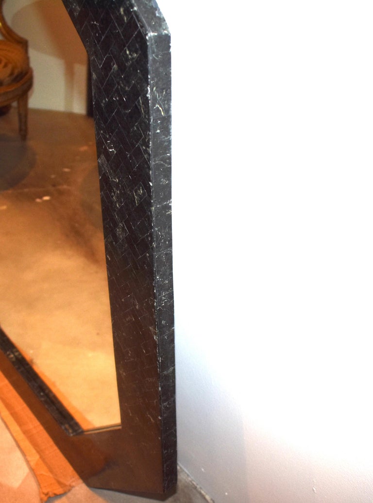 Octagonal Black Marble Insert Design Mirror For Sale at 1stDibs