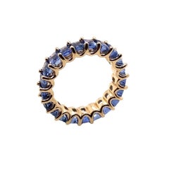 Octagonal Blue Natural Sapphire Full Eternity Ring in 14ct Yellow Gold