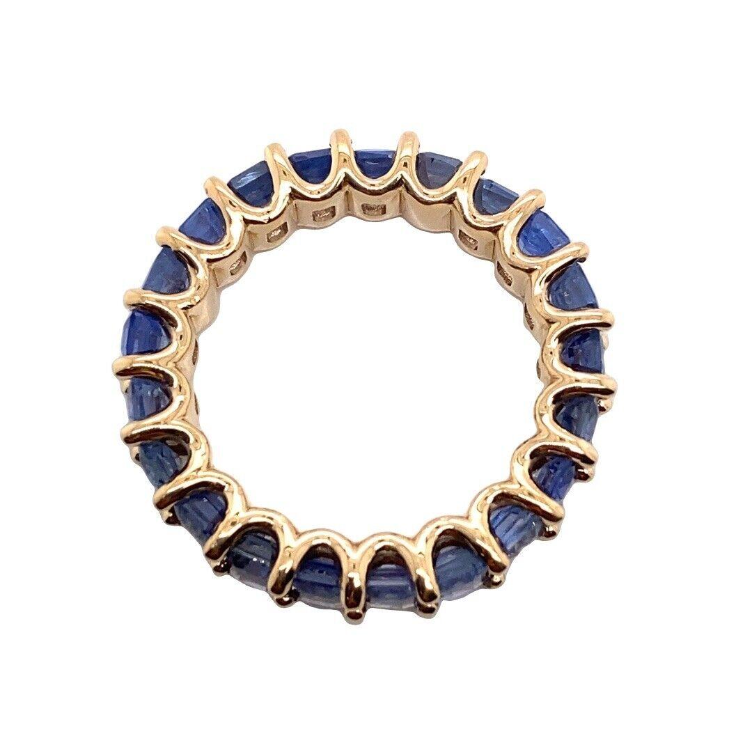 Octagon Cut Octagonal Blue Natural Sapphire Full Eternity Ring in 14ct Yellow Gold For Sale